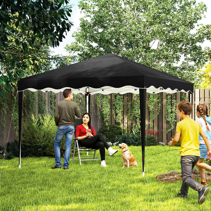 Set of 3 Adjustable Height Pop-Up Gazebos with Carry Bags - Black