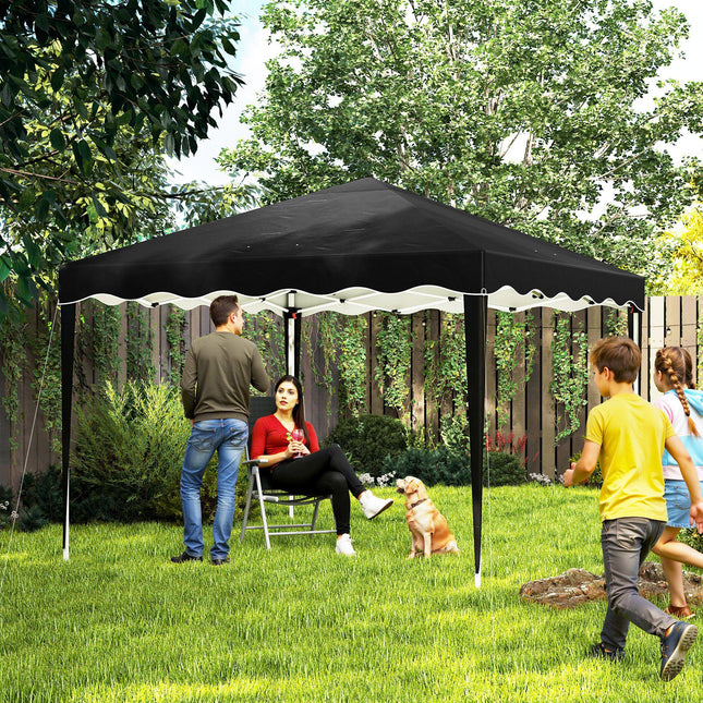 Set of 3 Adjustable Height Pop-Up Gazebos with Carry Bags - Black