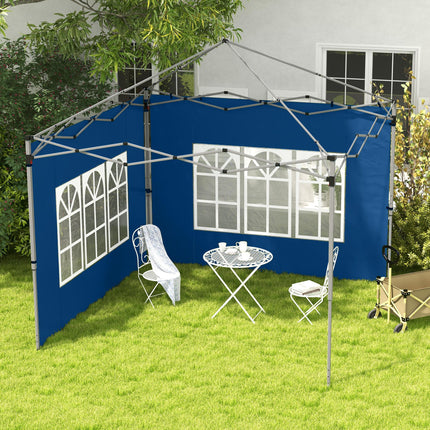 Set of 2 Oxford Cloth Gazebo Side Panels with Windows for 3x3/3x4m Canopy - Blue