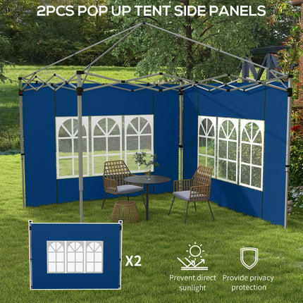 Set of 2 Oxford Cloth Gazebo Side Panels with Windows for 3x3/3x4m Canopy - Blue