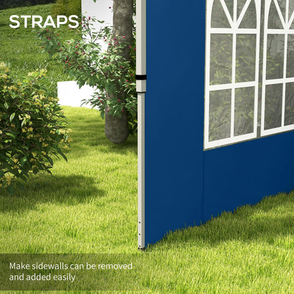 Set of 2 Oxford Cloth Gazebo Side Panels with Windows for 3x3/3x4m Canopy - Blue