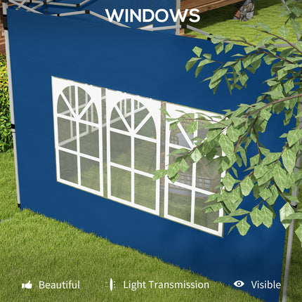 Set of 2 Oxford Cloth Gazebo Side Panels with Windows for 3x3/3x4m Canopy - Blue