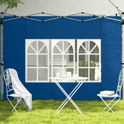 Set of 2 Oxford Cloth Gazebo Side Panels with Windows for 3x3/3x4m Canopy - Blue