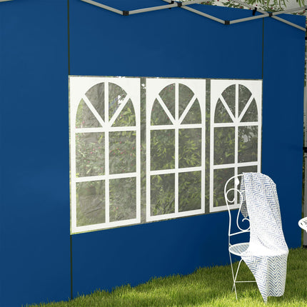 Set of 2 Oxford Cloth Gazebo Side Panels with Windows for 3x3/3x4m Canopy - Blue