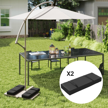 Set of 2 Fillable Parasol Weight Bags 25kg with Handles - Black Oxford Fabric