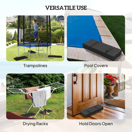 Set of 2 Fillable Parasol Weight Bags 25kg with Handles - Black Oxford Fabric