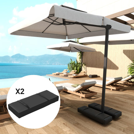 Set of 2 Fillable Parasol Weight Bags 25kg with Handles - Black Oxford Fabric