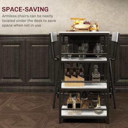 Three-Piece Kitchen Dining Set with Shelves - Grey/Black