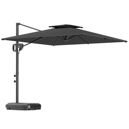 Cantilever Parasol with Weighted Base Double Top Garden Parasol Square Hanging P