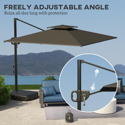 Cantilever Parasol with Weighted Base Double Top Garden Parasol Square Hanging P