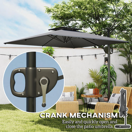 Cantilever Parasol with Weighted Base Double Top Garden Parasol Square Hanging P