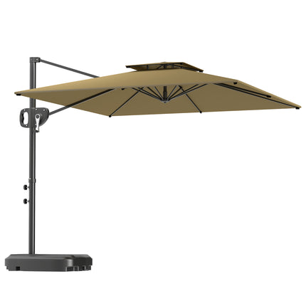 Cantilever Parasol with Weighted Base Double Top Garden Parasol Square Hanging P 1