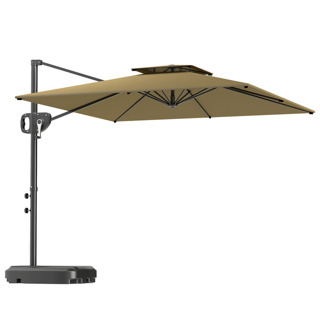 Cantilever Parasol with Weighted Base Double Top Garden Parasol Square Hanging P 1