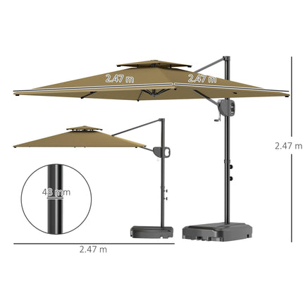 Cantilever Parasol with Weighted Base Double Top Garden Parasol Square Hanging P 1