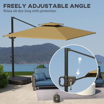 Cantilever Parasol with Weighted Base Double Top Garden Parasol Square Hanging P 1