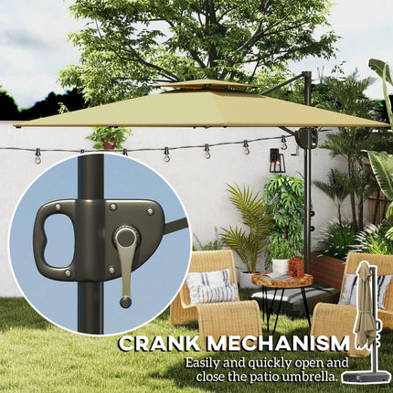 Cantilever Parasol with Weighted Base Double Top Garden Parasol Square Hanging P 1