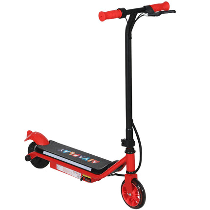 Kids Electric Scooter with Dual Brakes, Flashing Wheels & Lights, 12 KM/H, Ages 6-14 - Red