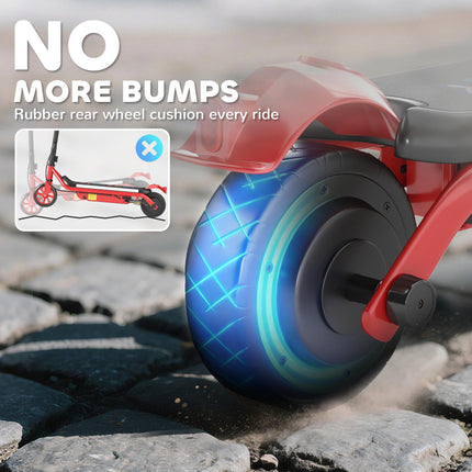 Kids Electric Scooter with Dual Brakes, Flashing Wheels & Lights, 12 KM/H, Ages 6-14 - Red