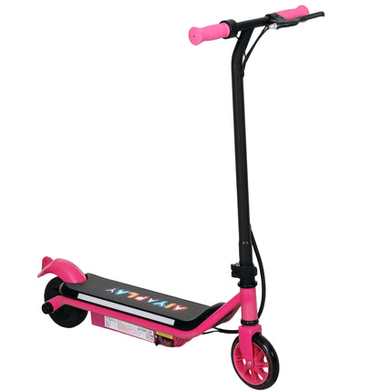 Kids Electric Scooter with Dual Brakes, Flash Wheel & Colourful Lights, 12 km/h, Ages 6-14 - Pink