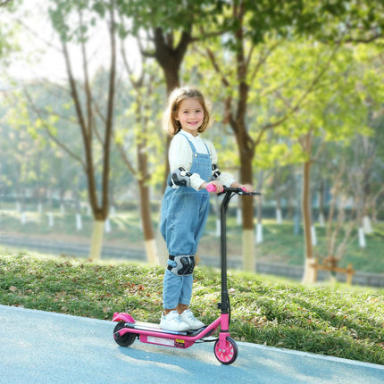 Kids Electric Scooter with Dual Brakes, Flash Wheel & Colourful Lights, 12 km/h, Ages 6-14 - Pink