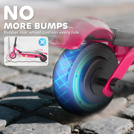 Kids Electric Scooter with Dual Brakes, Flash Wheel & Colourful Lights, 12 km/h, Ages 6-14 - Pink