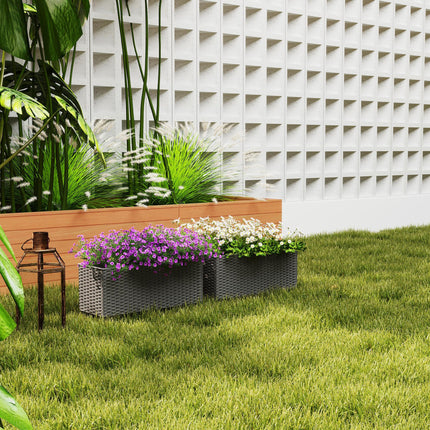 Set of Two Raised Rattan Effect Garden Planters with Hooks - Grey