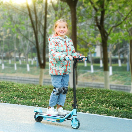 Kids Electric Scooter with Dual Brakes, Flashing Wheels & Colourful Lights, 12 KM/H, 10 KM Range - Blue