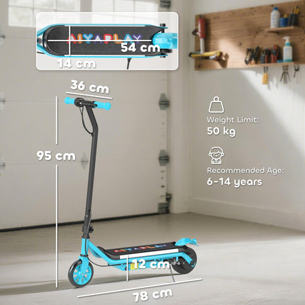 Kids Electric Scooter with Dual Brakes, Flashing Wheels & Colourful Lights, 12 KM/H, 10 KM Range - Blue