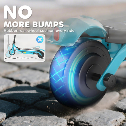 Kids Electric Scooter with Dual Brakes, Flashing Wheels & Colourful Lights, 12 KM/H, 10 KM Range - Blue