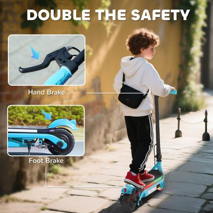 Kids Electric Scooter with Dual Brakes, Flashing Wheels & Colourful Lights, 12 KM/H, 10 KM Range - Blue