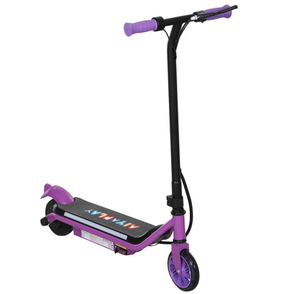 Kids Electric Scooter with Dual Brakes, Flash Wheel & Colourful Light, 12 KM/H, 10 KM Range - Purple