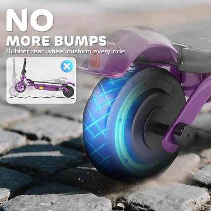 Kids Electric Scooter with Dual Brakes, Flash Wheel & Colourful Light, 12 KM/H, 10 KM Range - Purple