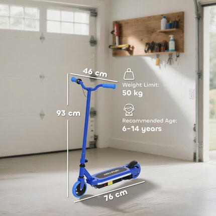 Electric Scooter for Kids 6-14 with Colourful Lights & Electric Brake, 10 KM/H, 8 KM Range - Blue