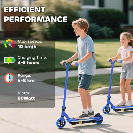 Electric Scooter for Kids 6-14 with Colourful Lights & Electric Brake, 10 KM/H, 8 KM Range - Blue