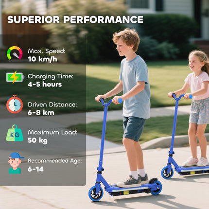 Electric Scooter for Kids 6-14 with Colourful Lights & Electric Brake, 10 KM/H, 8 KM Range - Blue