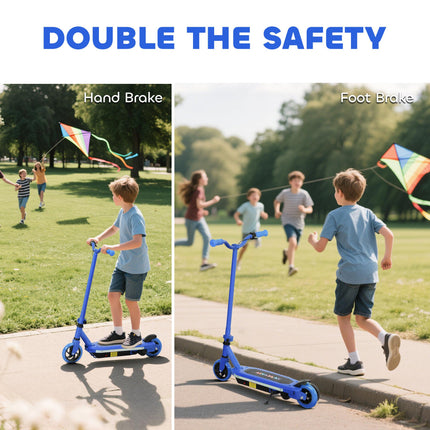 Electric Scooter for Kids 6-14 with Colourful Lights & Electric Brake, 10 KM/H, 8 KM Range - Blue