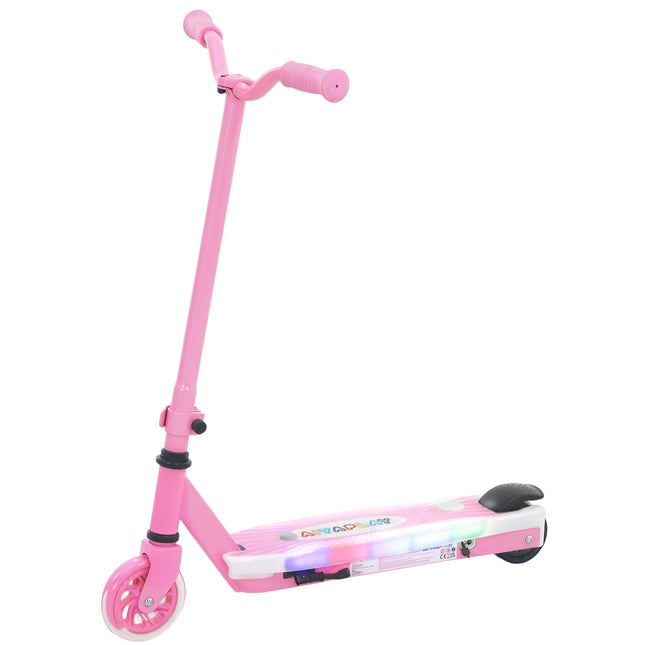 Electric Scooter for Kids Ages 4-7 with Auxiliary Wheels, LED Light & Electric Brake - Pink