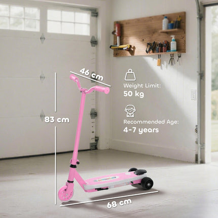 Electric Scooter for Kids Ages 4-7 with Auxiliary Wheels, LED Light & Electric Brake - Pink