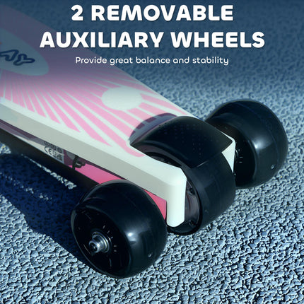 Electric Scooter for Kids Ages 4-7 with Auxiliary Wheels, LED Light & Electric Brake - Pink