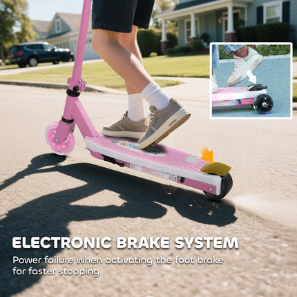 Electric Scooter for Kids Ages 4-7 with Auxiliary Wheels, LED Light & Electric Brake - Pink