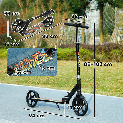 Foldable Kids Scooter with Adjustable Handlebar, 200mm Wheels, Rear Fender Brake for Ages 6-12 - Black