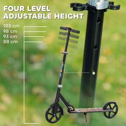 Foldable Kids Scooter with Adjustable Handlebar, 200mm Wheels, Rear Fender Brake for Ages 6-12 - Black