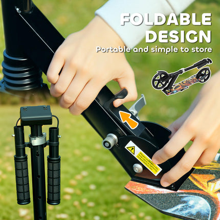 Foldable Kids Scooter with Adjustable Handlebar, 200mm Wheels, Rear Fender Brake for Ages 6-12 - Black