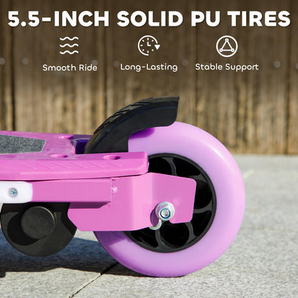 Electric Scooter for Kids 6-14 with Colourful Lights & Electric Brake, 10 km/h Speed - Purple