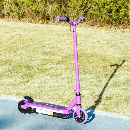 Electric Scooter for Kids 6-14 with Colourful Lights & Electric Brake, 10 km/h Speed - Purple