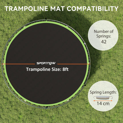 8ft Trampoline Replacement Mat with 42 V-Hooks and Spring Pull Tool for 14cm Springs - Green