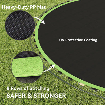 8ft Trampoline Replacement Mat with 42 V-Hooks and Spring Pull Tool for 14cm Springs - Green