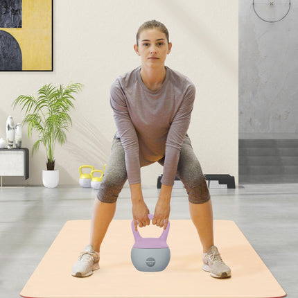 12KG Soft Kettlebell, Kettlebell with Non-Slip Handle for Home Gym, Weight Lifting, Strength Training, Purple/Grey