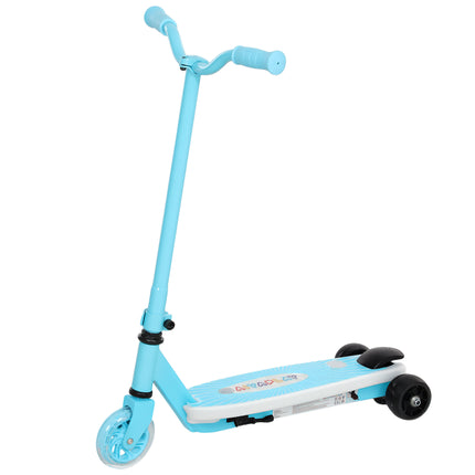 Kids Electric Scooter with Auxiliary Wheels, LED Light & Electric Brake, 6-8 KM Range - Blue