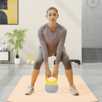12KG Soft Kettlebell, Kettlebell with Non-Slip Handle for Home Gym, Weight Lifting, Strength Training, Yellow/Grey